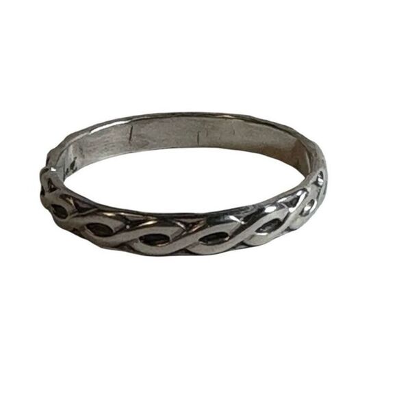 Ring, Minimalist Sterling Silver Band Ring, Braided, NEW, Handmade - Picture 1 of 9